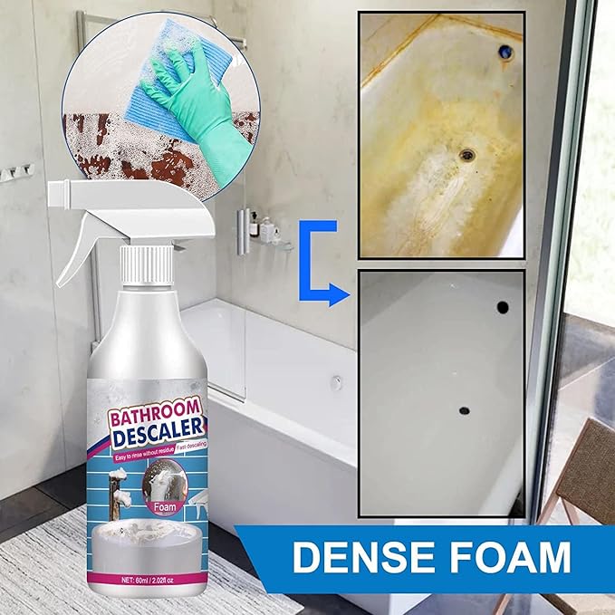 Bathroom Descaler Foam Cleaner, Stubborn Stains Cleaner, Bathroom Descaler Foam Spray, All-Purpose Home Toilet Bath Shower Glass Spray (1, 2PC)