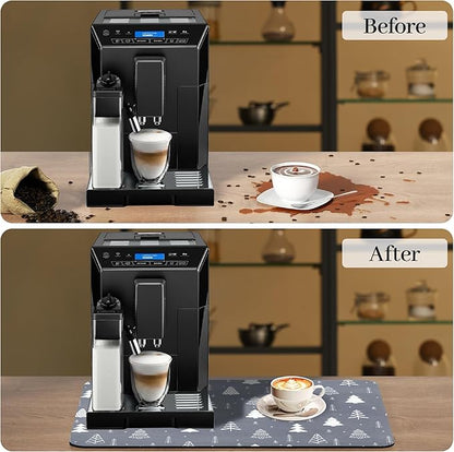 Bloss Christmas Dish Drying Mat, 16"x24" Absorbent Bar Mat with Waterproof Rubber Back, Fit Under Coffee Maker Machine/Kitchen Counter