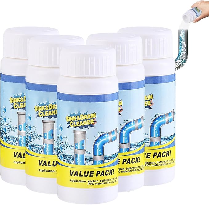 2026 New Sink Drain Cleaner, Multi-functional Sink and Drain Cleaner Powder Cleaning, Drains Foam Cleaner, Powerful Pipe Dredging Agent for Home Kitchen Toilet (5Pcs)