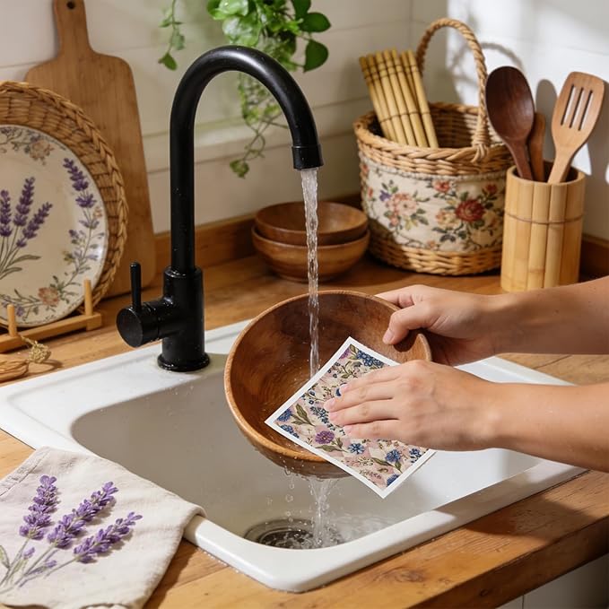 Swedish Dishcloths for Kitchen, 6 Pack Retro Floral Swedish Dish Cloths, Absorbent Vintage Flower Sponge Cleaning Towels Wipes for Kitchen Cooking Home Decoration Housewarming Gifts