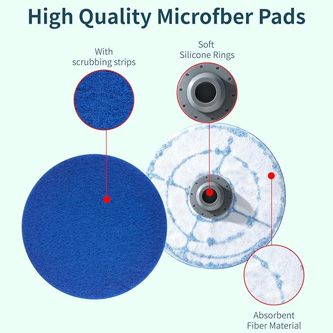 3897A / 3712 Rotating Steam Mop Pads Replacement for Bissell SpinWave Smart Steam Scrubbing Steam Mop Cleaner 【Models 3897A/3712 ONLY】, Washable Reuseable Refill Pads（6Pack） (2Gray 4Blue)