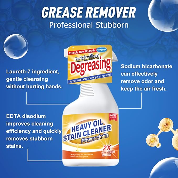 Kitchen Heavy Oil Cleaner, 2025 Upgrade All Purpose Kitchens Heavy Oil Cleaning Agent, Grease Remover, Multipurpose Kitchen Cleaner Spray for Countertops, Ovens, and Appliances (3)