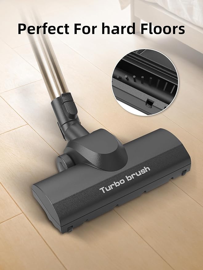 Turbo Brush Vacuum Head Attachment for Miele Vacuums, Black Turbine Floorhead with Roller Bristles for Pet Hair, Carpet, Rug, Hard Floor Cleaning