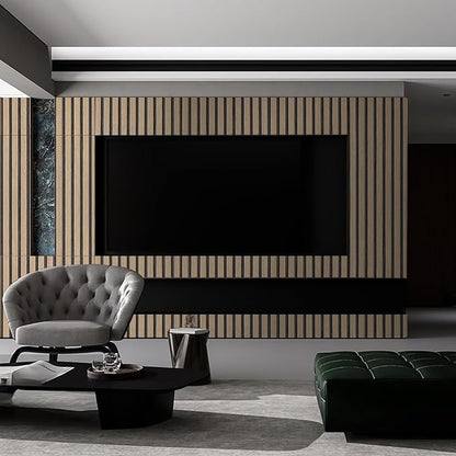 Brown Wood Slat Peel and Stick Wallpaper - 17.5"x300" Textured Faux Wood Self-Adhesive, Waterproof Removable Wall Panel for Bedroom, Kitchen, Accent Wall - Easy Install