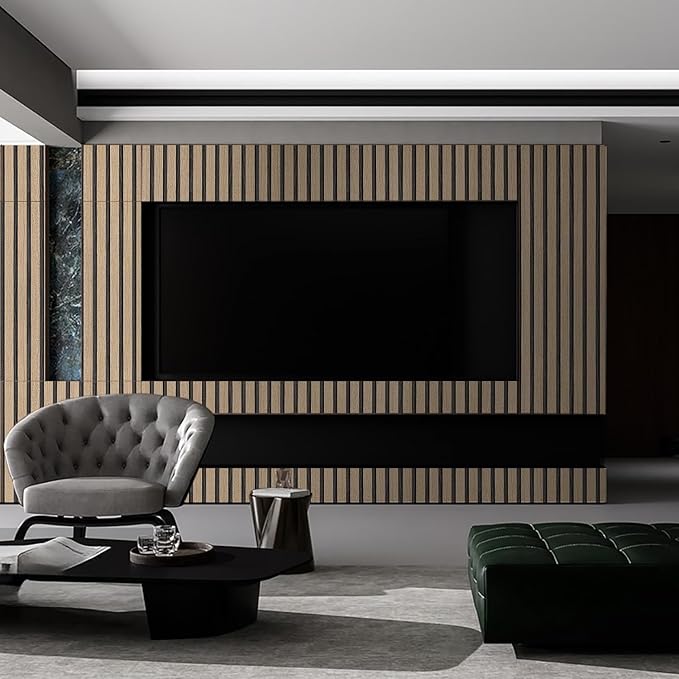 Wood Slat Wallpaper Peel and Stick - 23.6'' x 120'' Self Adhesive Contact Paper for Walls Wood Panels for Wall, Wall Panel, Peel and Stick for Easy DIY Wall Decor (Brown)