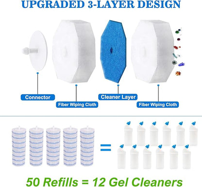 50Pcs Toilet Brush Wand Refills Compatible with Clorox Toilet Wand, 5X Cleaning Power Toilets Bowl Cleaners, Disposable Toilets Brush Refill Replacement Heads for Bathroom Cleaning