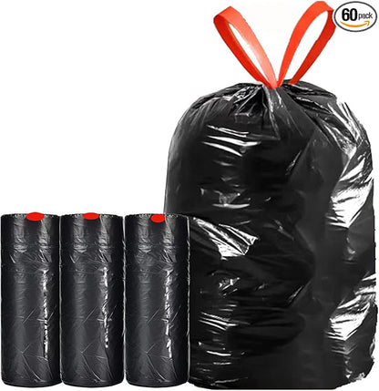 Trash Bags 16-18 Gallon Drawstring Garbage 26x33 inches black Heavy Duty Plastic Garbage Bags for Household Kitchen Bedroom Bathroom Living room Office Restaurant Thickened Stretchy