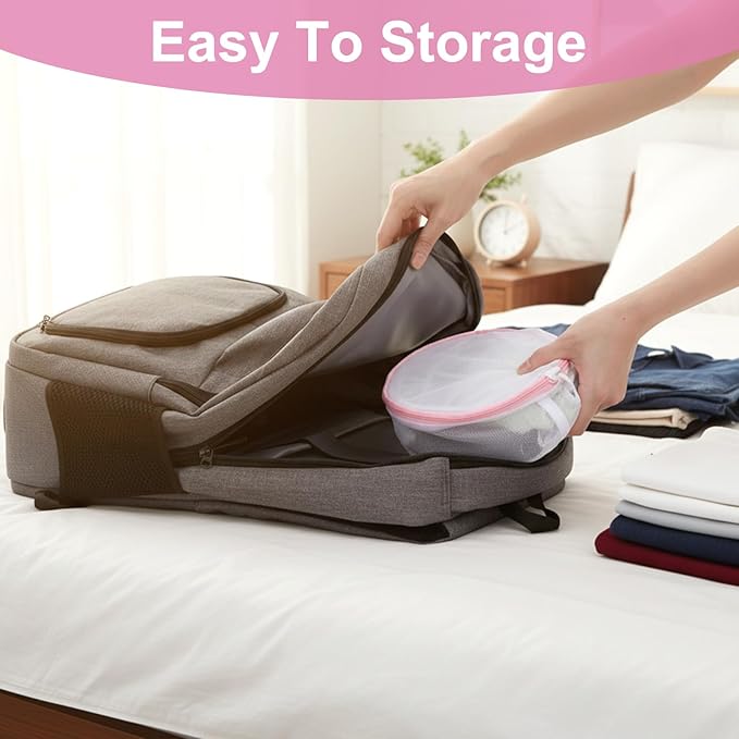 12PCS Honeycomb Mesh Laundry Bags, Bra Washing Bag for Laundry with Zips Reuse Washing Machine Bag for Delicates Blouse for Cleaning and Drying Underwear, Delicates, Brassiere, Bralette (6 x 7In Pink)