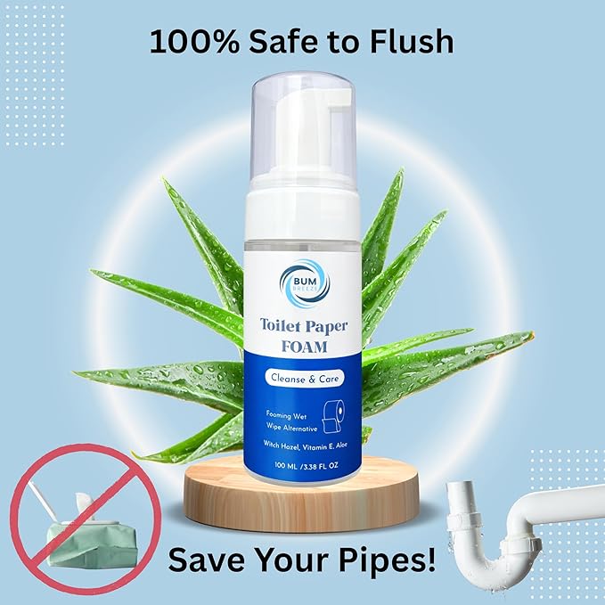 Toilet Paper Foam – 3.4oz (100ml) – A Cleaner Way to Wipe – Wet Wipe Alternative & Flush Safe – Toilet Paper Gel, Spray, or Lotion Substitute for Wiping