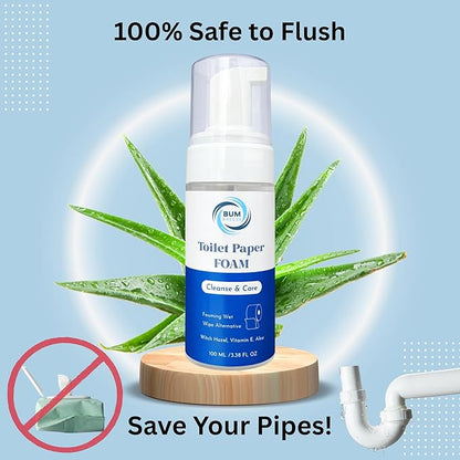 Toilet Paper Foam – 3.4oz (100ml) – A Cleaner Way to Wipe – Wet Wipe Alternative & Flush Safe – Toilet Paper Gel, Spray, or Lotion Substitute for Wiping