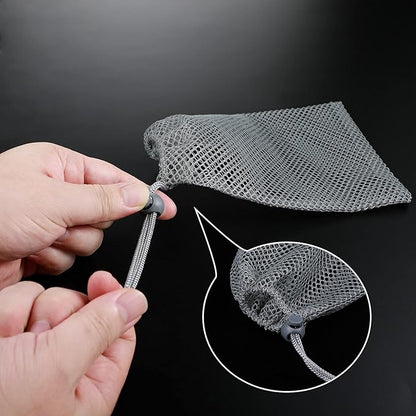 TecUnite 10 Pcs Mesh Bags Drawstring Laundry Bags Large Nylon Mesh Gift Dishwasher Bag with Sliding Drawstring for Kitchen Jewelry Gifts Wedding Favor Home(5.5 x 7.5 Inch,Gray)