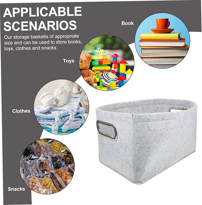 Kichvoe Felt Storage Basket Large Capacity Laundry Organizer for Bedroom Living Room and Sundry Storage Abrasion Resistant Gray Container