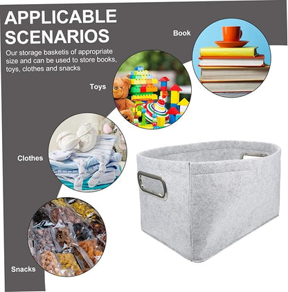 Kichvoe Felt Storage Basket Large Capacity Laundry Organizer for Bedroom Living Room and Sundry Storage Abrasion Resistant Gray Container