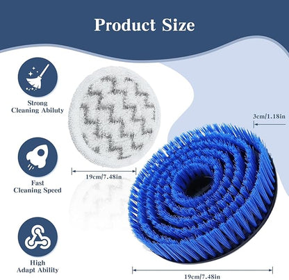 Brush Head for Shark Steam Mop S7000/S7001/S8201 Series Steam Mop Pads Replacement - Upgrade Brush Heads with Nylon Bristles, Deep Clean Hardwood & Tile Floors, Scratch-Free Polish(2Blue,2Gray)