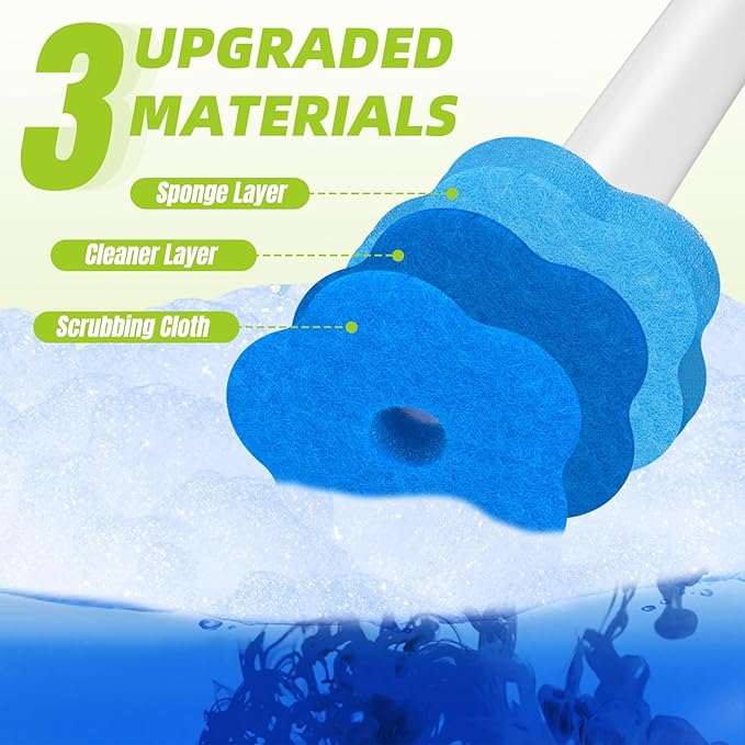 KOKL Disposable Toilet Bowl Wand Refills, Toilet Brushes and Holder, Disposable Toilet Brush Heads for Bathroom Cleaning, 48 Count