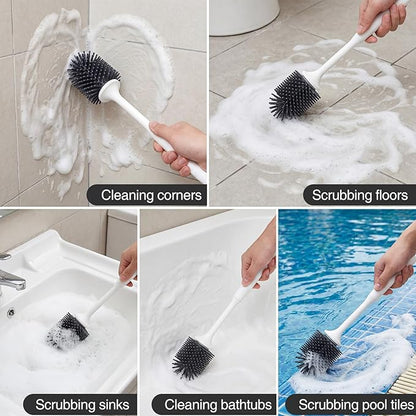 Lefree Silicone Toilet Brush and Holder Set with Ventilated Holder, Floor Standing & Wall Mounted Toilet Scrubber