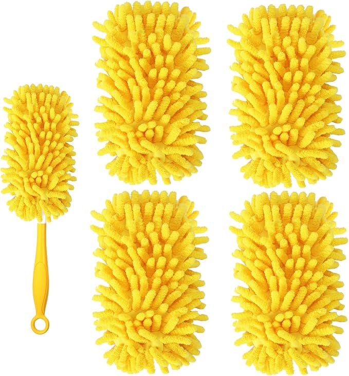Reusable Duster Refill Compatible with Swiffer Hand Duster - 360 Heavy Duty Dusters Refills - Microfiber Ceiling Fan Duster for Swiffer Dusters Extended Handle, 4 Pack(Handle is Not Included)