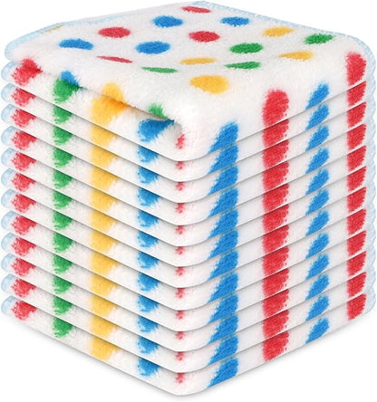Microfiber Cleaning Cloth,12 Pack Cleaning Rags, Cleaning Towels with Polka dots, Absorbent, Streak Free, Non-Abrasive, Reusable and Washable, 10"X10"