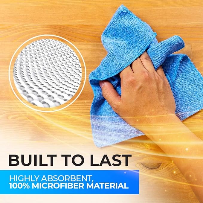 Fuller Brush 181 Dual Action Microfiber Cloths – 3-Pack, 16" x 16" Reusable Cleaning Towels with Scrubbing Stripes – Super Absorbent, Safe on All Surfaces