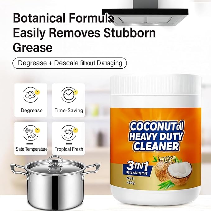 Wegodal Multi-Purpose Powerful Cleaner for Kitchen, Upgrade Heavy Kitchen Grease Remover, 3 In 1 Coconut Oil Natural Cleanser for Faucets, Tiles, Oven & Stove Top (2)