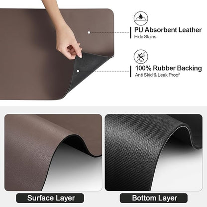 Ecotrim - Dish Drying Mat for Kitchen Counter | Coffee Bar Mat for Countertops | Heat Resistant Drainer Mat with Non-slip Rubber Backed | Hide Stain Kitchen Absorbent Draining Mat | Brown 16"x24"