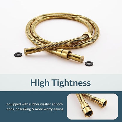 APLusee Titanium Gold Shower Hose, 59-Inch Extra Long Handheld Shower Head Hose Replacement