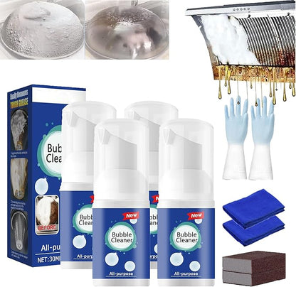 All Purpose Rinse Cleaning Foam, All-Purpose Rinse-Free Cleaning Spray, Super Foam Bubble Cleaner, Super Powerful Multi Purpose Foam Cleaner, Stain Removal Kit for Kitchen (30ml-4)