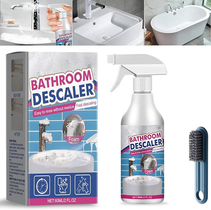 Bathroom Descaler Foam Cleaner, Stubborn Stains Cleaner, Bathroom Descaler Foam Spray, All-Purpose Home Toilet Bath Shower Glass Spray (1, 1PC)