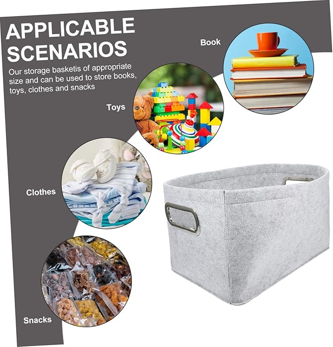 Felt Storage Basket Foldable Laundry Hamper Handles Multi-Purpose Organizer for Boys and Girls Toys Bathroom Clothes and Home Storage