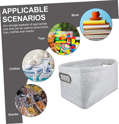 Felt Storage Basket Foldable Laundry Hamper Handles Multi-Purpose Organizer for Boys and Girls Toys Bathroom Clothes and Home Storage