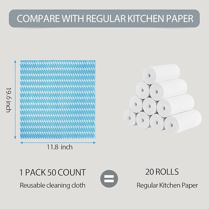 Disposable Dish Cloths,Multi use Reusable Cleaning Cloth,Machine Washable J Cloth,Heavy Duty Handy Cleaning Wipes 11.8" X 19.6" (100 Count)