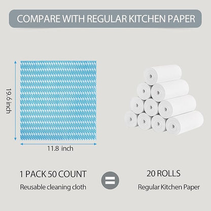 Disposable Dish Cloths,Multi use Reusable Cleaning Cloth,Machine Washable J Cloth,Heavy Duty Handy Cleaning Wipes 11.8" X 19.6" (100 Count)