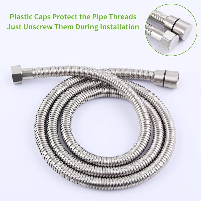 Angle Simple Brushed Nickel Shower Hose 59", Stainless Steel Replacement Flexible Hand Held Shower Sprayer Hose, 1/2" IPS
