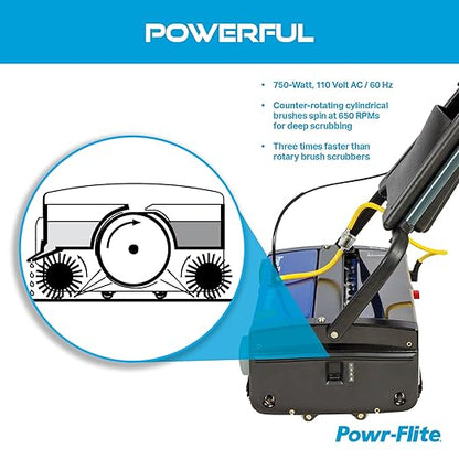 Powr-Flite Multiwash 18 inch Electric Floor Scrubber Machine with Brushes, Commercial Floor Scrubber for Carpet, Tile, VCT, Laminate, Grout, Sports Floor, Concrete and more, PFMW18