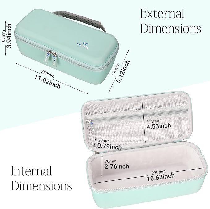 Hard Travel Carrying Case for Conair Handheld Garment Steamer, Mint Green Portable Storage Case fits for Conair Small Size Travel Steamer with Dual Voltage for Worldwide Use(Case Only)