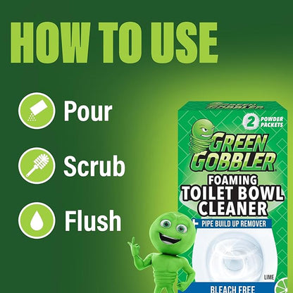 Green Gobbler 5-in-1 Foaming Toilet Bowl Cleaner + Pipe Build-up Remover, Enhanced Enzyme Formula, 2 Uses - Safe for Septic