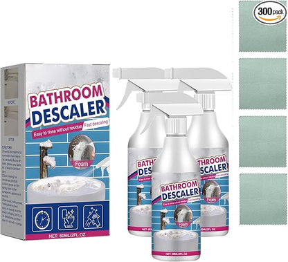 Bathroom Cleaner Spray Foam, Rinse Cleaning for Tub, Tile, Toilet, Shower, Glass Sink, Effectively Removes Stubborn Stains, Limescale, Soap Scum, Bathroom Descaler for Daily, Deep Clean (3PCS)