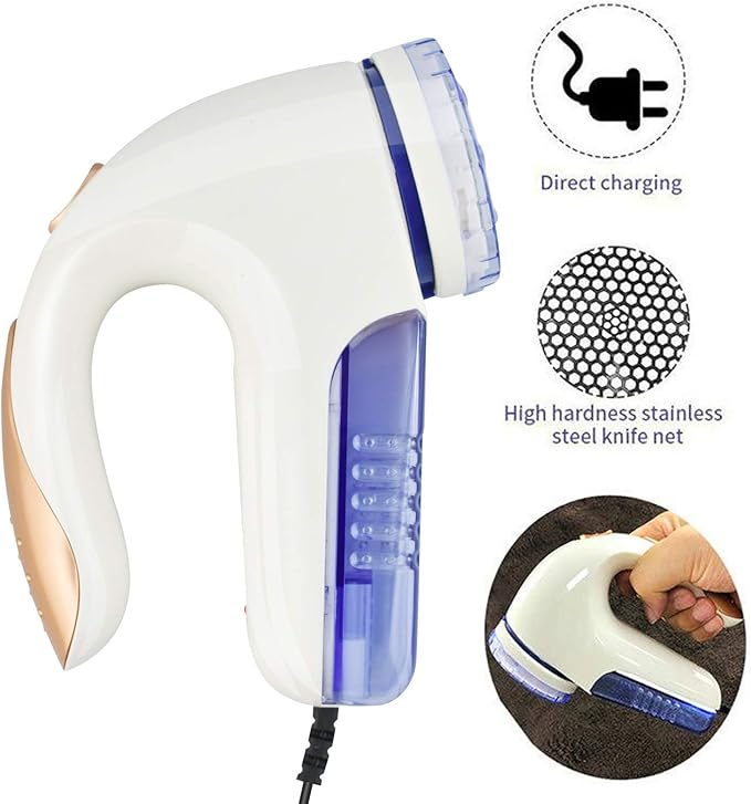 Fabric Shaver, Electric Fuzz Lint Remover, Portable Fabric Shaver and Effectively Sweater Defuzzer with Replaceable Blades for Clothes Furniture Couch Curtain (US)