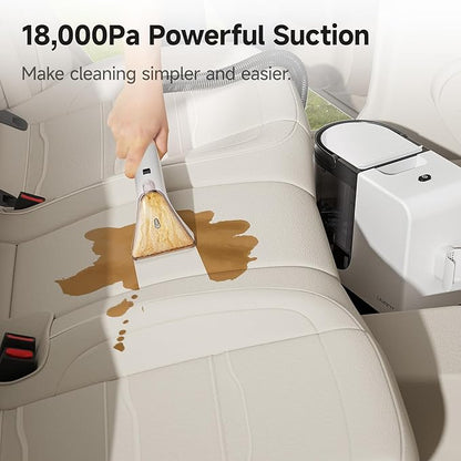 Uwant Carpet Cleaner Machine 18Kpa Powerful Suction, Portable Carpet Cleaner for Pet Stains with Cleaning Tools&Solution Self-Cleaning Upholstery Cleaner for Car, Couch, Rug, Spot (White)
