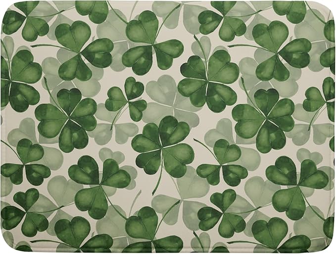 St Patrick's Day Dish Drying Mat for Kitchen Counter 18x24 Saint Patricks Clover Shamrock Green Print Absorbent Reversible Microfiber Drying Mats Kitchen Countertop Protector Dishes Drainer Rack Pad