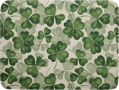 St Patrick's Day Dish Drying Mat for Kitchen Counter 18x24 Saint Patricks Clover Shamrock Green Print Absorbent Reversible Microfiber Drying Mats Kitchen Countertop Protector Dishes Drainer Rack Pad