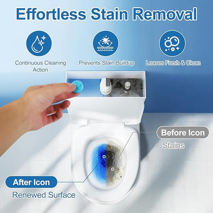 Toilet Bowl Cleaner Tablets Blue Toilet Tank Cleaners, Septic-Safe Hard Water Stain Remove, Effervescent Stain & Odor Remover Bathroom， Automatic Toilet Cleaning & Deodorizer 50 TabsTTDS