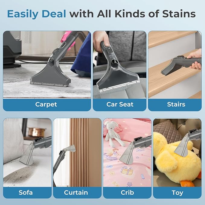 ARLIME Carpet Cleaner Machine, 600W Deep Pet Stain Remover with Water Spray, 15Kpa Powerful Suction, Dual Water Tank, Portable Upholstery Spot Cleaner for Couch, Car Seat, Mattress, Rug & Curtain