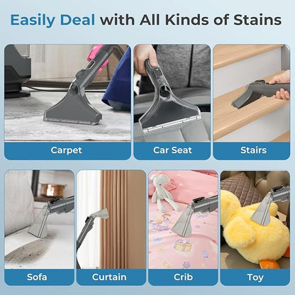 ARLIME Carpet Cleaner Machine, 600W Deep Pet Stain Remover with Water Spray, 15Kpa Powerful Suction, Dual Water Tank, Portable Upholstery Spot Cleaner for Couch, Car Seat, Mattress, Rug & Curtain