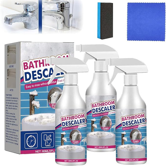 Bathroom Descaler Foam Cleaner Spray, Stubborn Stains Cleaner for Tiles, Faucets, Tubs & Glass, 60ml Each - All-Purpose Bathroom Stain Remover, Fresh Scent (3)