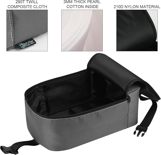 Beautyflier Travel Steam Iron Bag for Conair Handheld Garment Steamer, Portable Handheld Design Steamer Carrying Case Holder Iron Case Organizer with Hanging Buckle Strap, Bag Only (Grey)