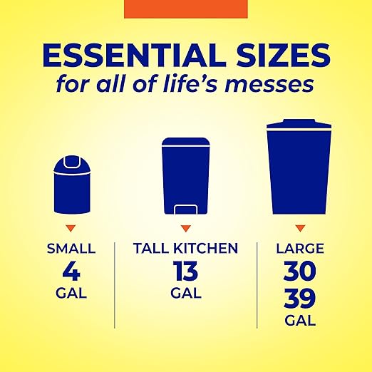 Hefty Essentials Drawstring 13 Gallon Kitchen Trash Bags, 120 Count, Tall Unscented Trash Bags for Kitchens, Home Offices, or Laundry Rooms, Easy to Tie, Lift, and Carry, White