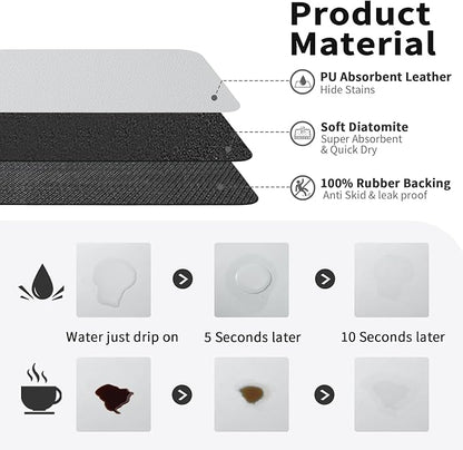 HotLive Coffee Mat - Absorbent Hide Stain Rubber Backed Dish Drying Mat for Kitchen Counter - Bar Mats for Countertops Accessories Fit Under Coffee Maker Espresso Machine