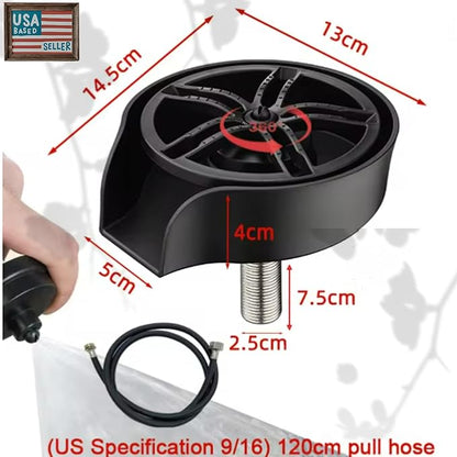 2-in-1 Glass Rinser & Sink Sprayer Attachment – High Pressure Cup Washer for Kitchen Sink – Matte Black Bottle Cleaner -Stainless Steel Cup Cleaner (Fits Standard Counter Holes)