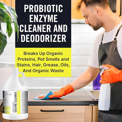 Multi-Purpose Probiotic Enzyme Cleaner, (128 oz, Citrus) - Pet Stain and Odor Remover - Concentrated - Professional & Home Strength Drains, Floors, Bathrooms, Toilets Trash Can, Made in USA